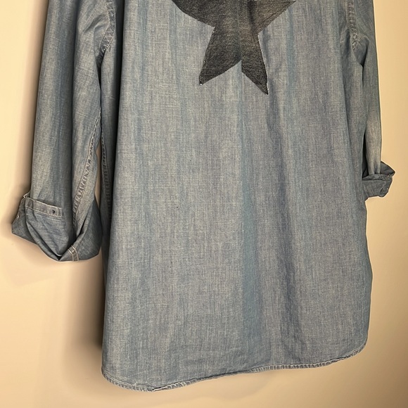 Custom Made Upcycled Demin Button Down Star Shirt - Picture 7 of 7